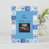 Ultrasound Foto Blue Tile Baby Danke schön (Stehend Vorderseite)
