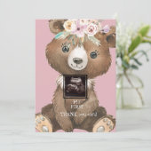 Ultrasound Foto Boho Bear Pink Funny Vielen Dank Dankeskarte (Stehend Vorderseite)