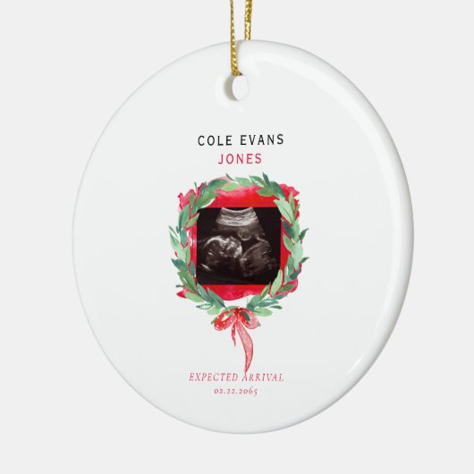 Ultrasound Foto Erwartung Anreise Weihnachten Keramik Ornament (Links)
