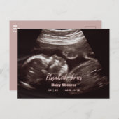 Ultrasound Foto Pink Baby Dusche Ankündigungspostkarte (Vorne/Hinten)