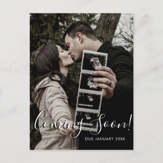 Ultrasound Foto Skript kommt bald Schwangerschaft Ankündigungspostkarte (Vorderseite)
