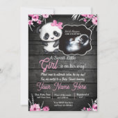 Ultrasound Girl Panda Baby Dusche Blume rustikal Einladung (Vorderseite)