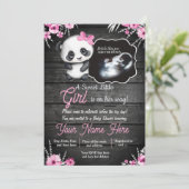 Ultrasound Girl Panda Baby Dusche Blume rustikal Einladung (Stehend Vorderseite)