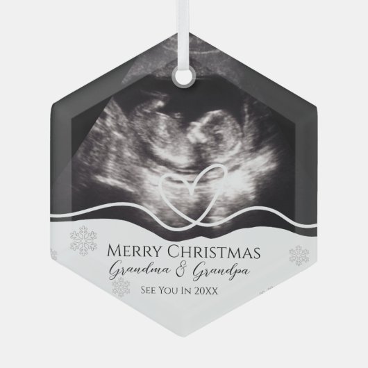 Ultrasound Grandparents Pregnancy Announcement Ornament Aus Glas (Vorderseite)