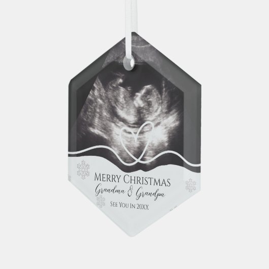 Ultrasound Grandparents Pregnancy Announcement Ornament Aus Glas (Vorderseite Links)