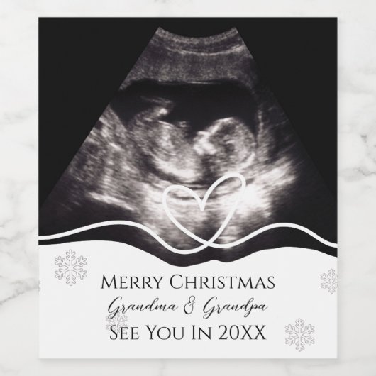 Ultrasound Grandparents Pregnancy Announcement Weinetikett (Einzelnes Label)