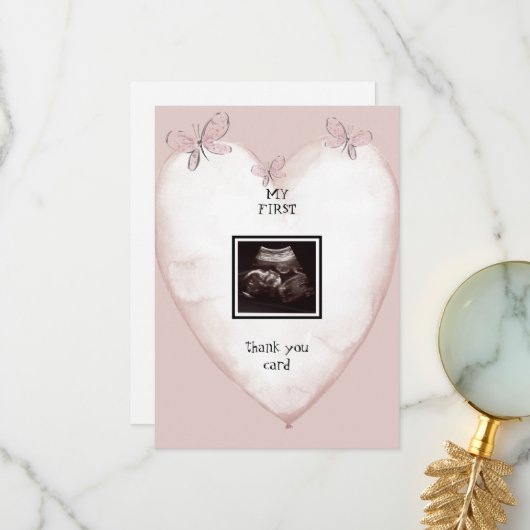Ultrasound Heart & Butterfly Funny Danke