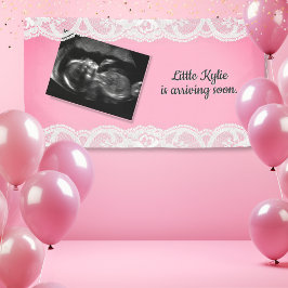 Ultrasound Pink Baby Dusche Banner