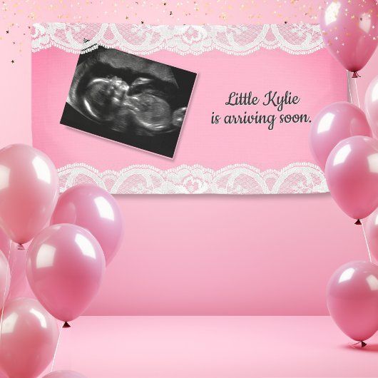 Ultrasound Pink Baby Dusche Banner