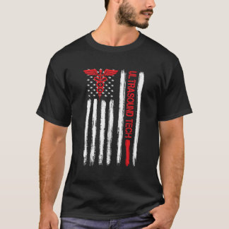 Ultrasound Tech American Flag Kardiac Vascular Son T-Shirt