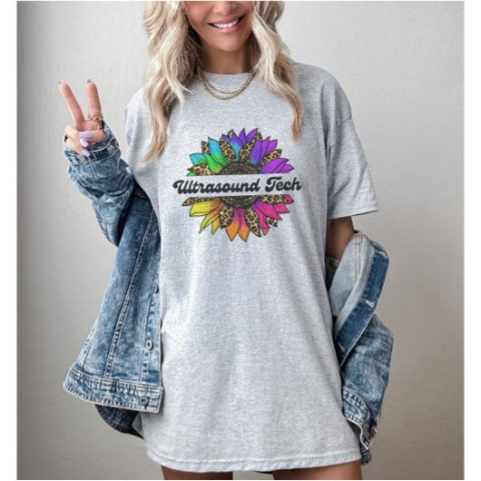 Ultrasound Tech Professionelle Regenbogenblume T-Shirt