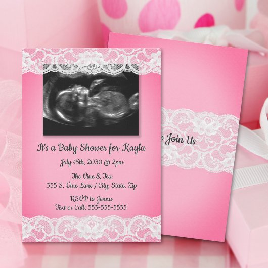 Ultrasound und Lace Baby Dusche Einladung