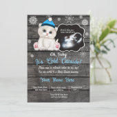 Ultrasound Winter Cat Kitten Babydusche Einladung (Stehend Vorderseite)