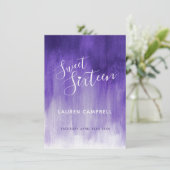 Ultraviolet abstrakte moderne Kunst, süße 16 RSVP- Einladung (Stehend Vorderseite)