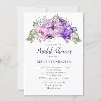 UltraViolet Lila Sage Green Floral Brautparty Einladung