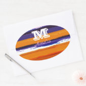 UltraViolet und Gold Aquarellstreifen Ovaler Aufkleber (Umschlag)