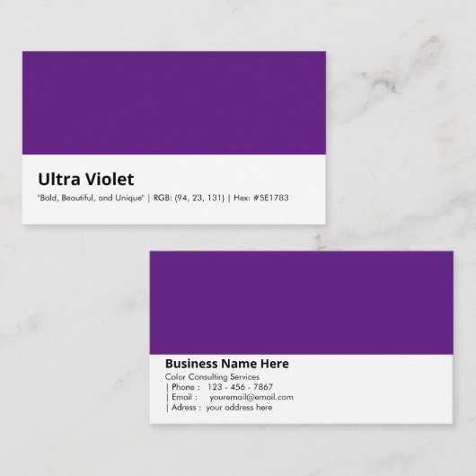 Ultraviolett | "Bold, Beautiful and Unique" Farbe Visitenkarte (Vorne/Hinten)