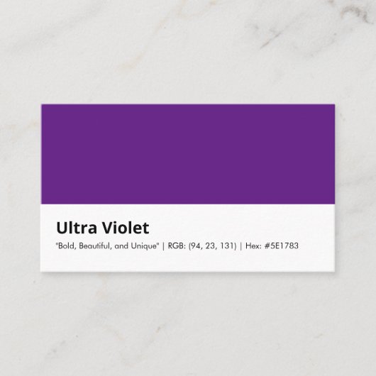 Ultraviolett | "Bold, Beautiful and Unique" Farbe Visitenkarte (Vorderseite)