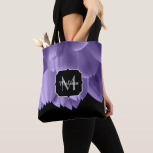Ultraviolett lila Blume-Blätter schwarz Tasche