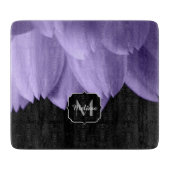 Ultraviolett, lila Blume, Schwarz Monogramm Schneidebrett (Vorderseite)