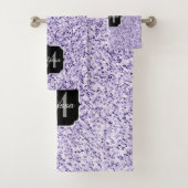 Ultraviolett lila Glitzer-Funkeln Monogramm Badhandtuch Set (Insitu)