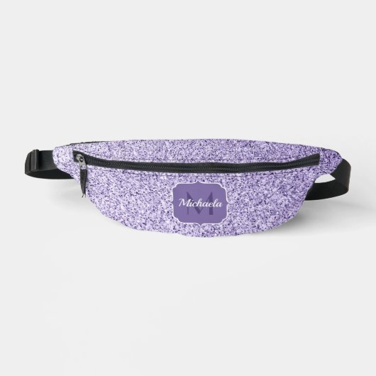 Ultraviolett lila Glitzer-Funkeln Monogramm Bauchtasche (Vorderseite)