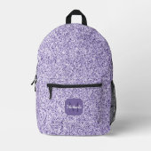 Ultraviolett lila Glitzer-Funkeln Monogramm Bedruckter Rucksack (Vorderseite)