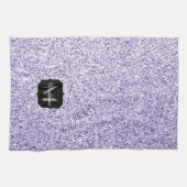 Ultraviolett lila Glitzer-Funkeln Monogramm Geschirrtuch (Horizontal)