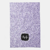 Ultraviolett lila Glitzer-Funkeln Monogramm Geschirrtuch (Vertikal)
