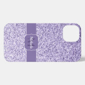 Ultraviolett lila Glitzer-Funkeln Monogramm iPhone Hülle (Rückseite (Horizontal))