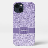 Ultraviolett lila Glitzer-Funkeln Monogramm iPhone Hülle (Rückseite)