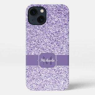 Ultraviolett lila Glitzer-Funkeln Monogramm iPhone 13 Hülle