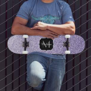 Ultraviolett lila Glitzer-Funkeln Monogramm Skateboard