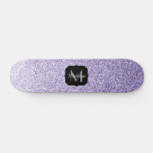 Ultraviolett lila Glitzer-Funkeln Monogramm Skateboard (Horizontal)