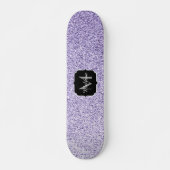 Ultraviolett lila Glitzer-Funkeln Monogramm Skateboard (Vorne)