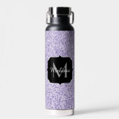 Ultraviolett lila Glitzer-Funkeln Monogramm Trinkflasche (Vorne)