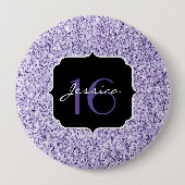 Ultraviolett lila Glitzer funkeln Sweet 16 Button (Vorderseite)