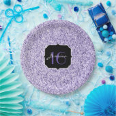 Ultraviolett lila Glitzer funkeln Sweet 16 Pappteller (Party)