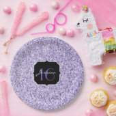 Ultraviolett lila Glitzer funkeln Sweet 16 Pappteller (Party)