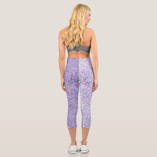 Ultraviolett-lila Glitzer-Glitzern Capri Leggings (Rückseite)