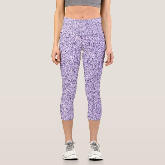 Ultraviolett-lila Glitzer-Glitzern Capri Leggings (Vorderseite)