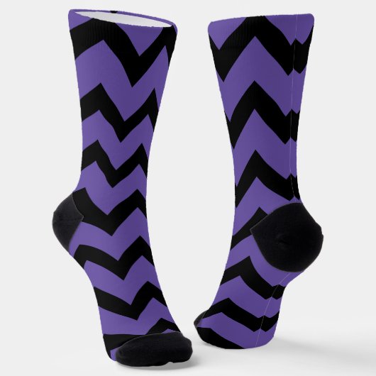 Ultraviolett-lila-Schwarz-Zickzack Muster Socken (Gewinkelt)