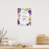 Ultraviolett Rosa Gold Floral Wedding Willkommensz Poster (Küche)