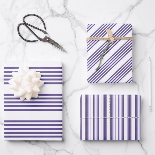 Ultraviolett und weiß, fünf Streifen Geschenkpapier Set (Vorderseite)