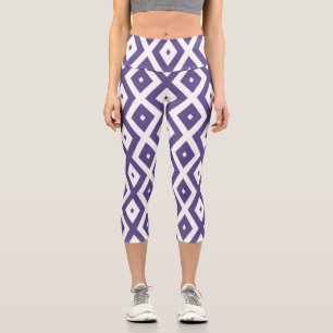Ultraviolett-weißes Rautenmuster Capri Leggings