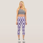 Ultraviolett-weißes Rautenmuster Capri Leggings (Vorderseite)