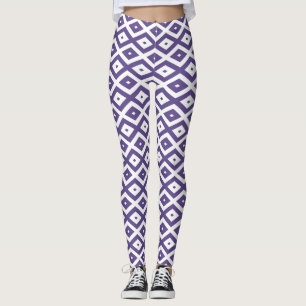 Ultraviolett-weißes Rautenmuster Leggings