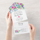 Ultraviolette Farbkombination Blumenzehen All In One Einladung (Abreißen)