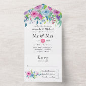 Ultraviolette Farbkombination Blumenzehen All In One Einladung (Innen Boden)