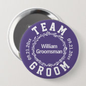 Ultraviolette Hochzeits-einfacher Team-Bräutigam Button (Vorne & Hinten)